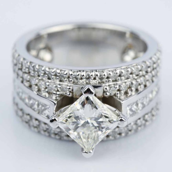 Unique Custom Made Engagement Ring In White Gold (1.51 Carat)